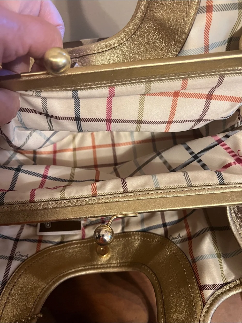 Coach Ergo Gold Shoulder Bag in Beige and Gold